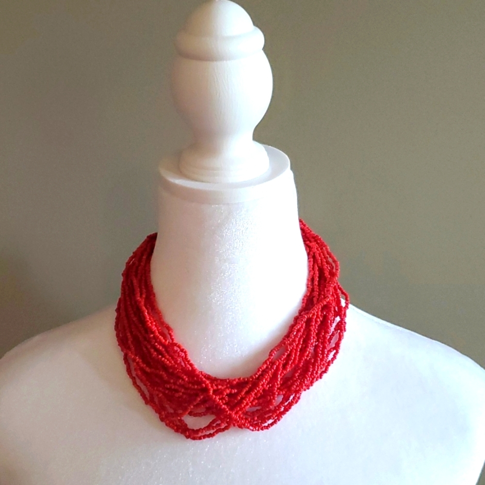 Orange Seed Bead Necklace
